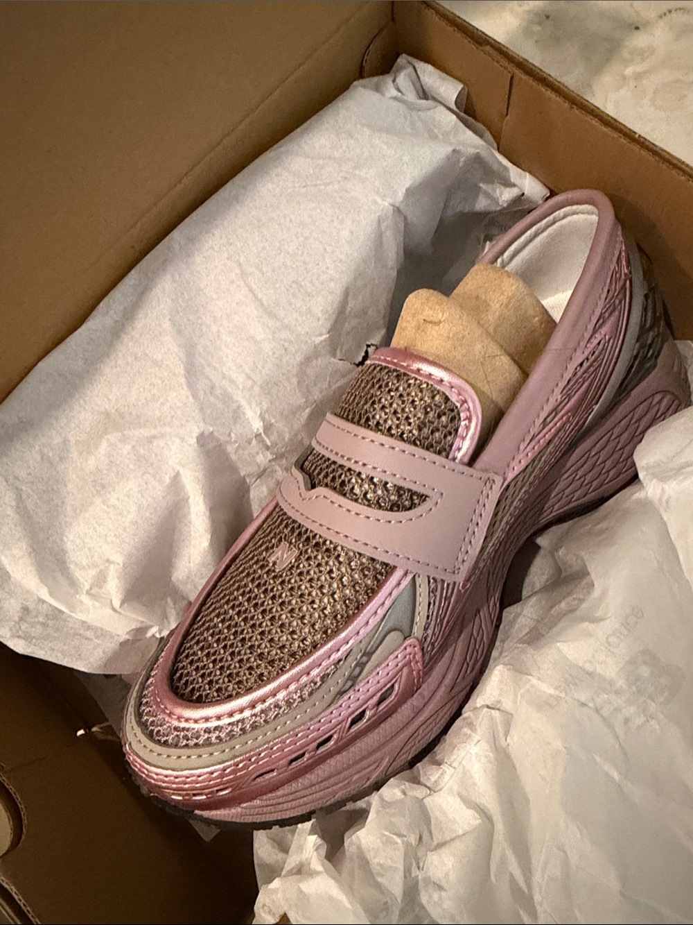 New Balance Pink Metallic Slip-On Sneakers